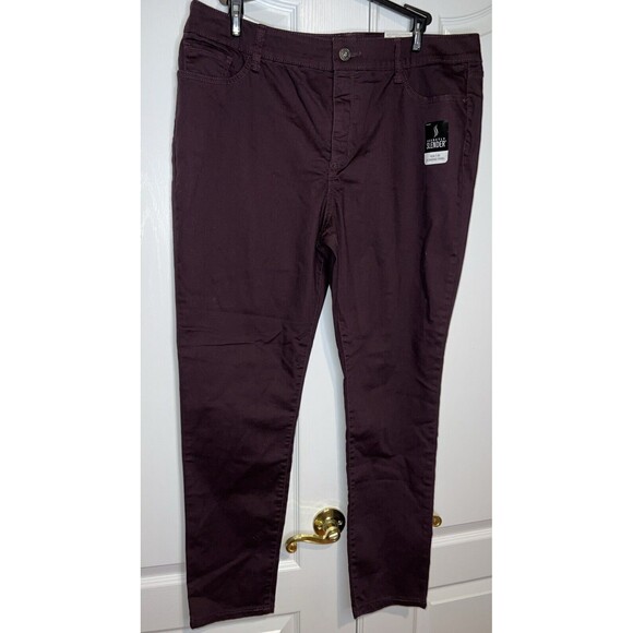ST. JOHN’S BAY Secretly Slender Skinny Leg Mid Rise Purple Pants Plus Sz 20 NEW - Picture 1 of 16